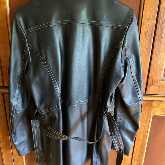 Leather Coat with Belt - Picture 4 of 4